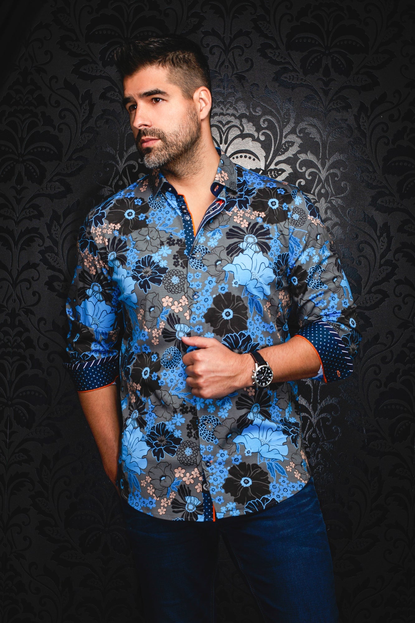 Chemise manches longues en Knit pour homme par Au Noir | AMBROSIA Olive | Machemise.ca, inventaire complet de la marque Au Noir
