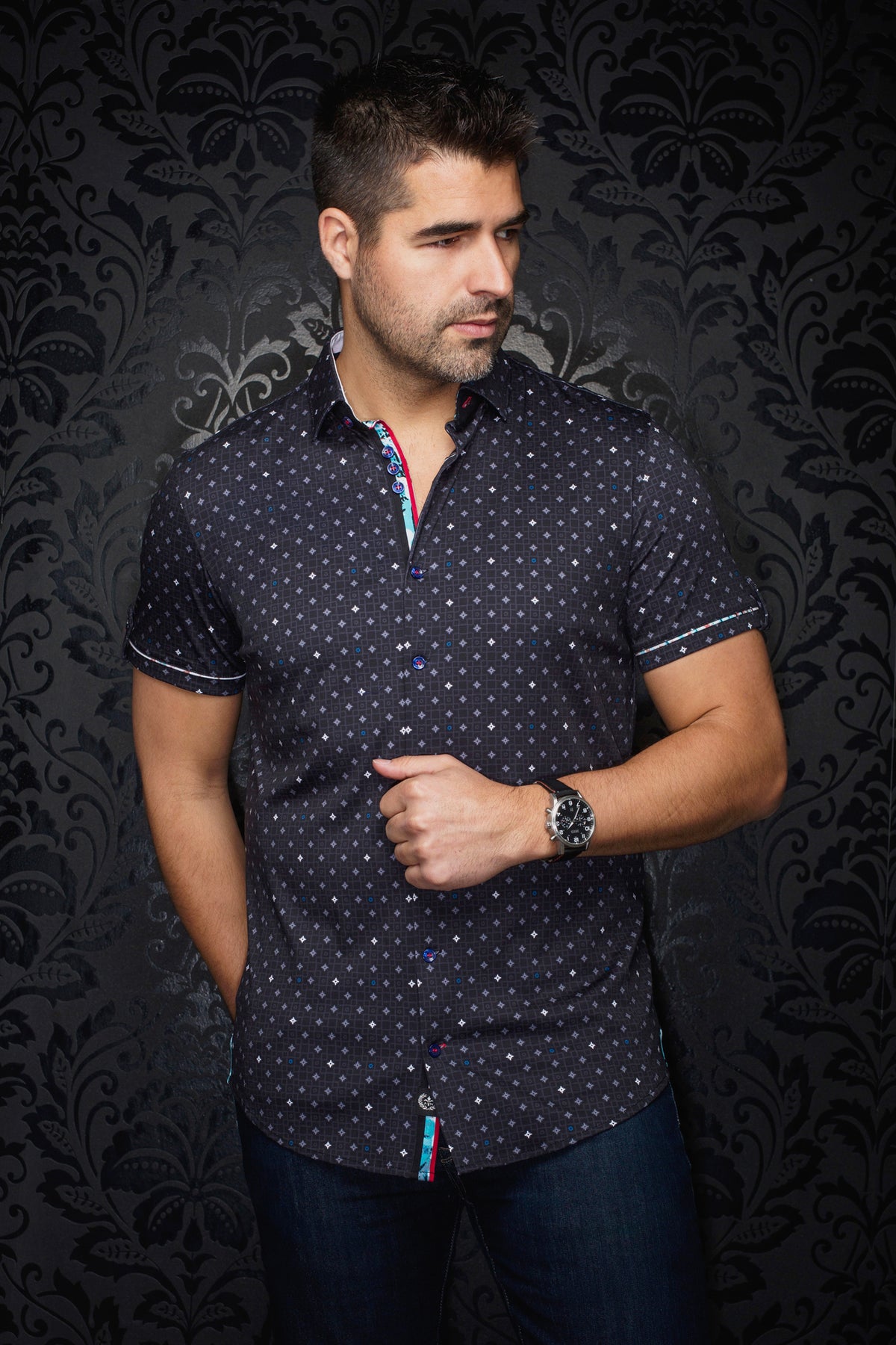 Chemise manches courtes en Knit pour homme par Au Noir | APOLLO(SS) Noir | Machemise, inventaire complet de la marque Au Noir