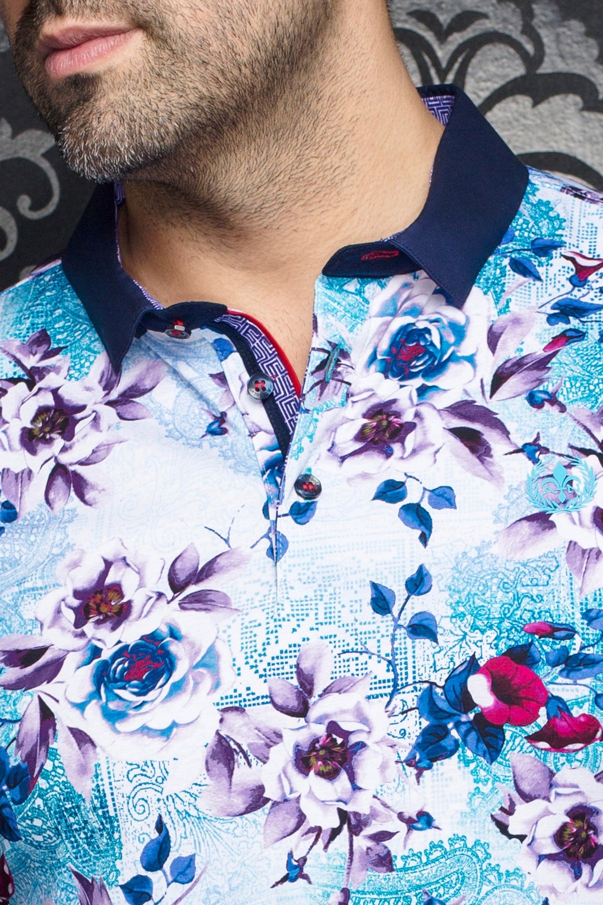 Polo for men by Au Noir | ARAGON White Turquoise | Menshirt, complete inventory of the Au Noir brand