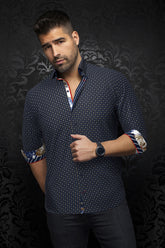 Chemise manches longues pour homme par Au Noir | ARLO Marine Tabac | Machemise, inventaire complet de la marque Au Noir