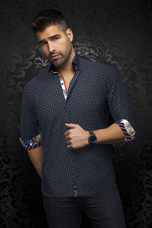 Chemise manches longues pour homme par Au Noir | ARLO Marine Tabac | Machemise, inventaire complet de la marque Au Noir