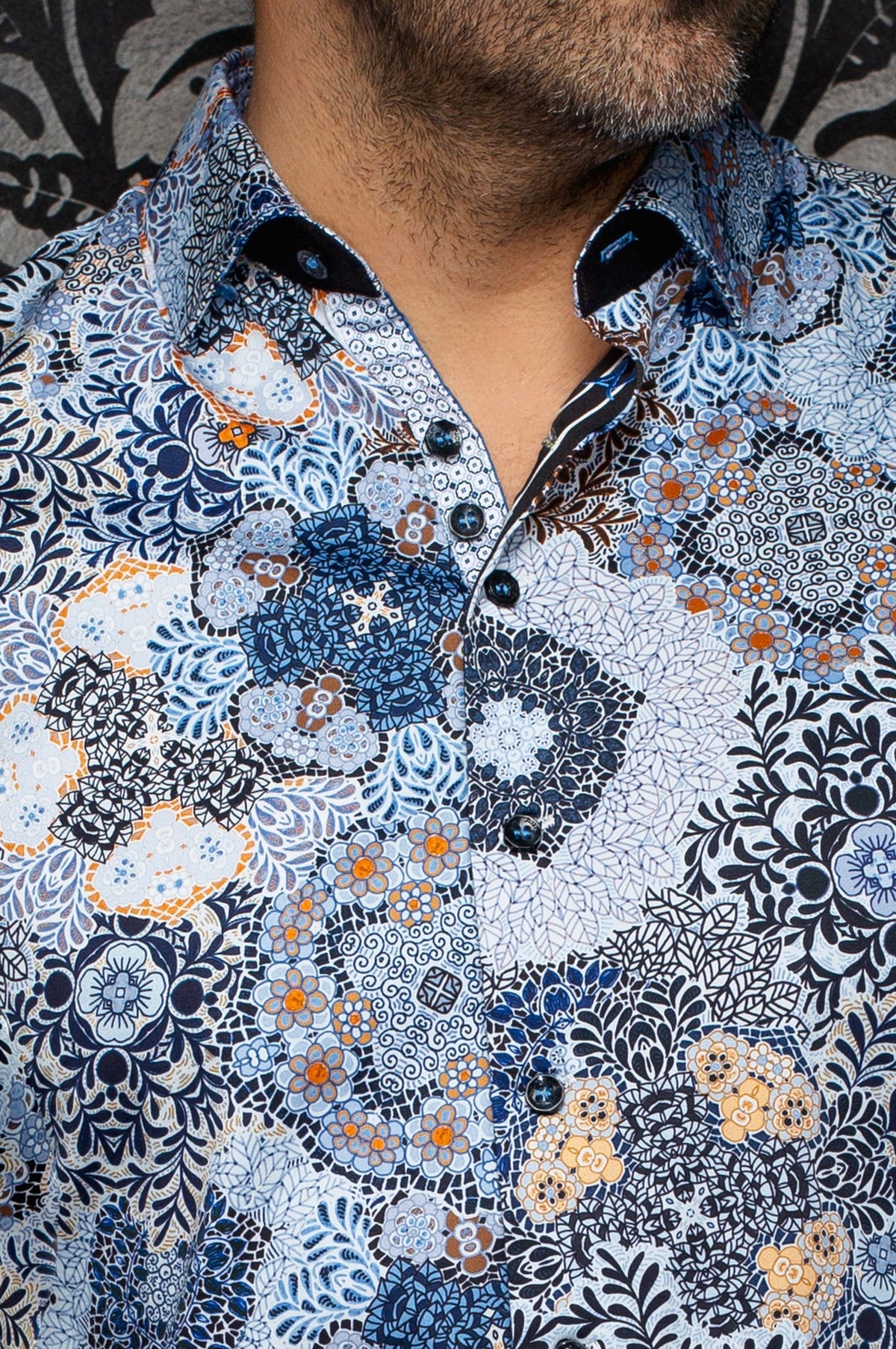 Chemise manches longues en coton extensible pour homme par Au Noir | ASHAR Bleu | Machemise.ca, inventaire complet de la marque Au Noir