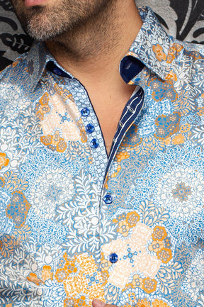 Chemise manches longues en coton extensible pour homme par Au Noir | ASHAR Cobalt | Machemise.ca, inventaire complet de la marque Au Noir