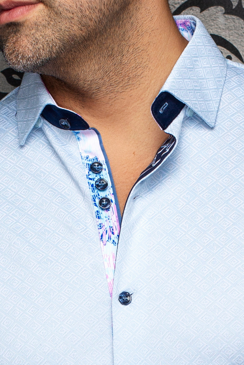 Chemise manches courtes en Knit extensible pour homme par Au Noir | ATACAMA (SS) Bleu | Machemise.ca, inventaire complet de la marque Au Noir