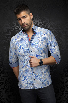 Chemise manches longues en Knit pour homme par Au Noir | AVALON Bleu Clair | Machemise, inventaire complet de la marque Au Noir