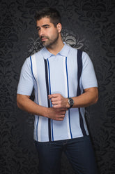 Polo en laine mérino pour homme par Au Noir | AVERY Bleu Clair | Machemise.ca, inventaire complet de la marque Au Noir