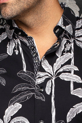 Chemise manches courtes en Knit extensible pour homme par Au Noir | AZURE (SS) Noir | Machemise.ca, inventaire complet de la marque Au Noir