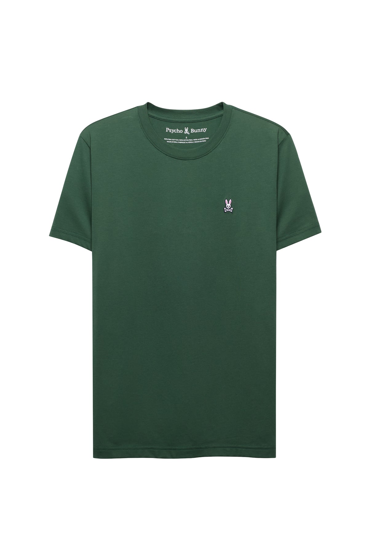T-Shirt à col rond vert foncé, manches courtes pour homme par Psycho Bunny, vue produit
