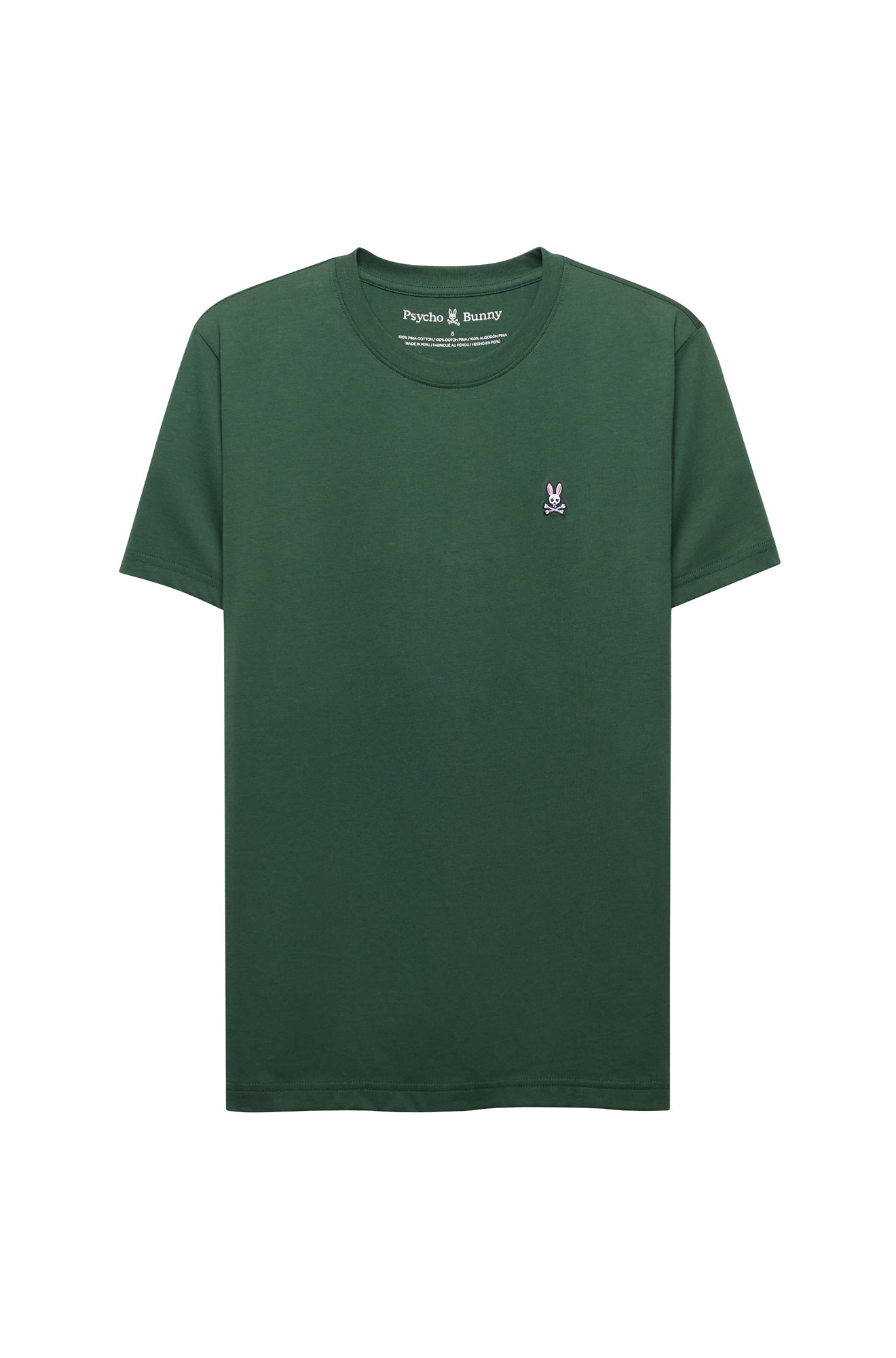T-Shirt à col rond vert foncé, manches courtes pour homme par Psycho Bunny, vue produit