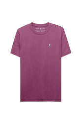 T-Shirt mauve violet à col rond, manches courtes et petit logo poitrine pour homme par Psycho Bunny, vue de face