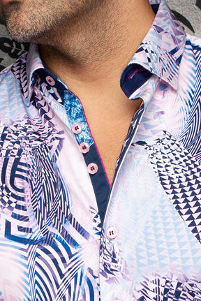 Chemise manches courtes en coton extensible pour homme par Au Noir | BADESI (SS) Rose | Machemise.ca, inventaire complet de la marque Au Noir