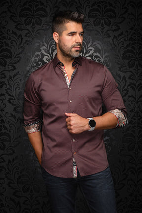 Chemise manches longues pour homme par Au Noir | BANGALORE Cabernet Tabac | Machemise.ca, inventaire complet de la marque Au Noir