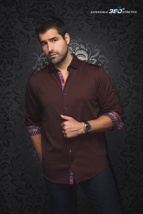 Chemise manches longues en Knit pour homme par Au Noir | BERNADO Rouille | Machemise, inventaire complet de la marque Au Noir
