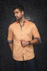 Chemise manches longues en Knit pour homme par Au Noir | BERNADO Orange | Machemise, inventaire complet de la marque Au Noir