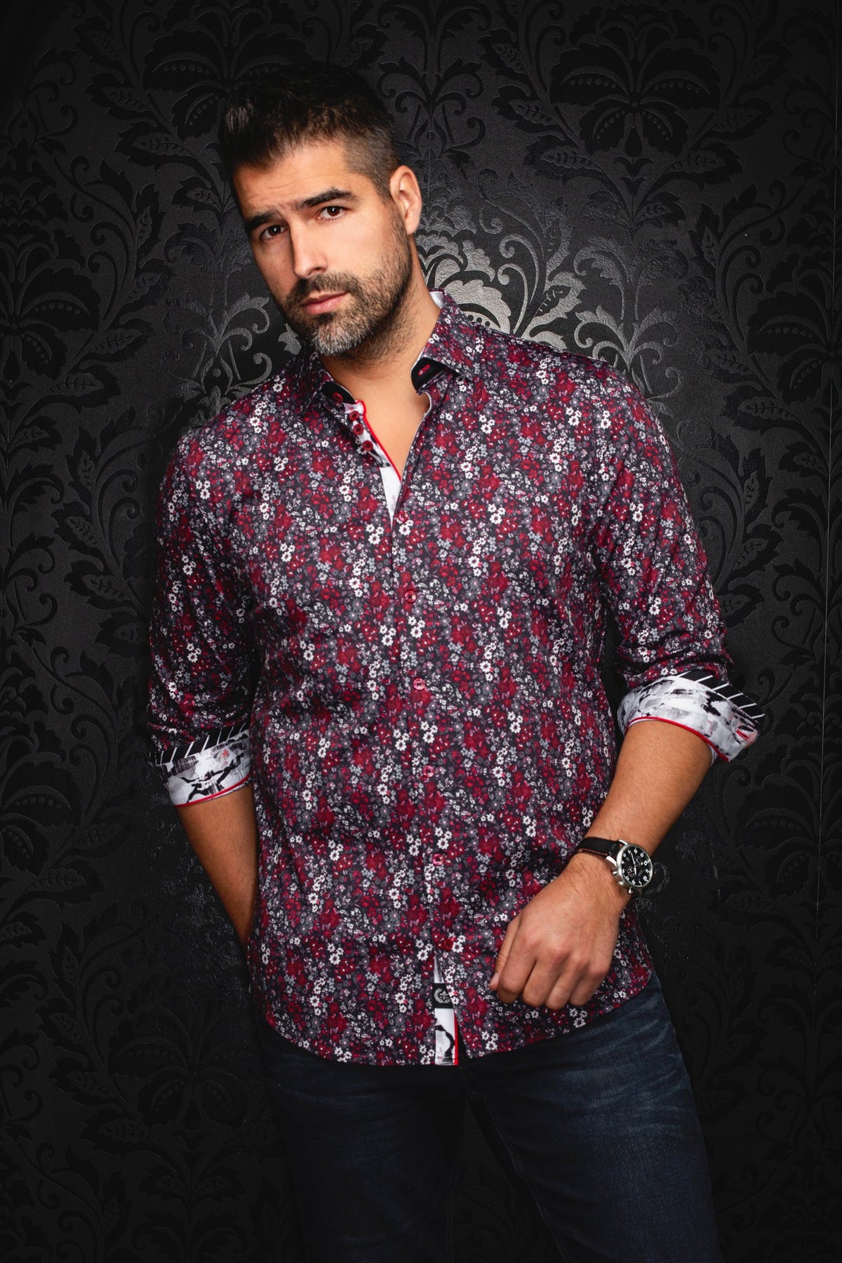 Chemise manches longues en Knit pour homme par Au Noir | BLOOM Rouge | Machemise.ca, inventaire complet de la marque Au Noir