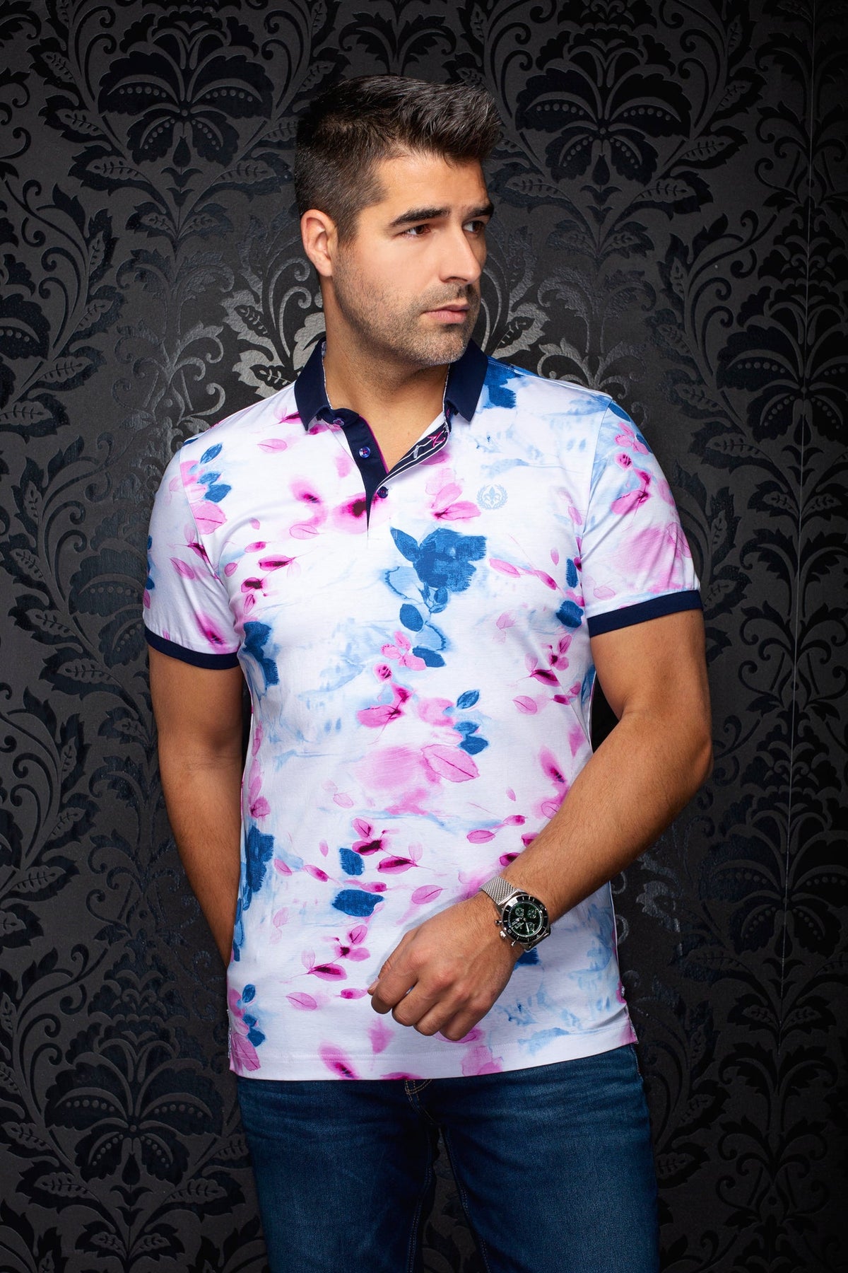 Polo pour homme par Au Noir | BLOSSOMRAIN Fuchsia | Machemise.ca, inventaire complet de la marque Au Noir