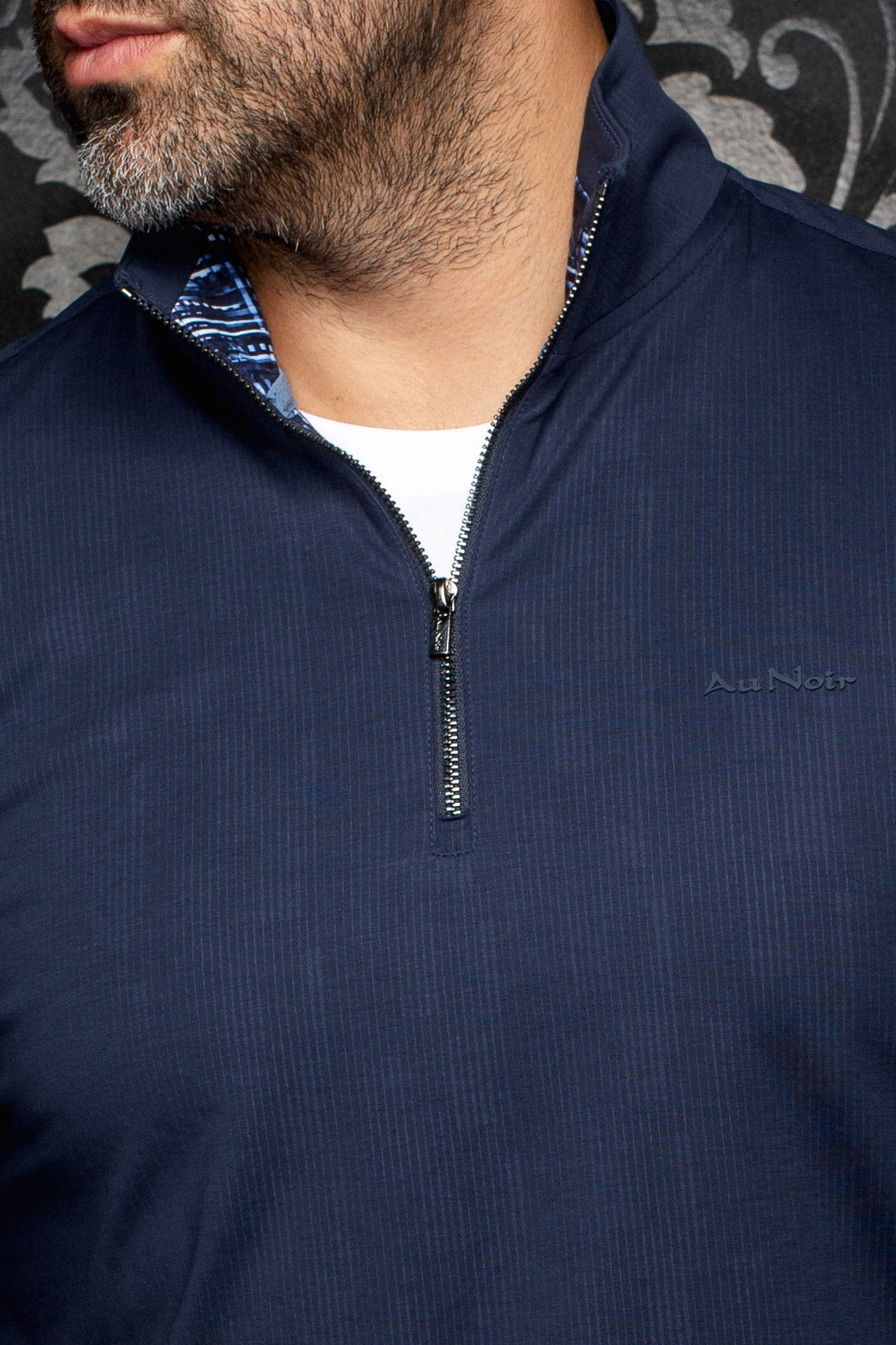 Au Noir men's navy sport jacket, detail view