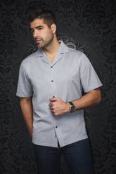 Chemise manches courtes en nylon à col plat pour homme par Au Noir | BRAHEA-T Gris Clair | Machemise.ca, inventaire complet de la marque Au Noir