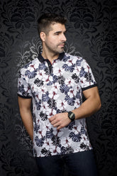 Polo for men by Au Noir | CAMPARI White Denim | Menshirt, complete inventory of the Au Noir brand
