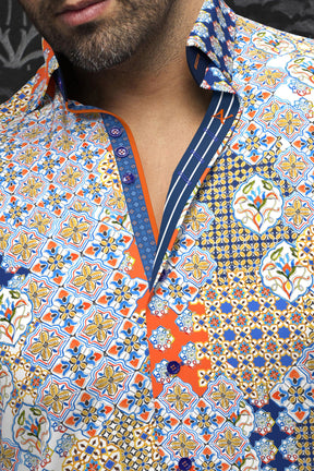 Long sleeve shirt for men by Au Noir | CARLSON Orange | Menshirt, complete inventory of the Au Noir brand