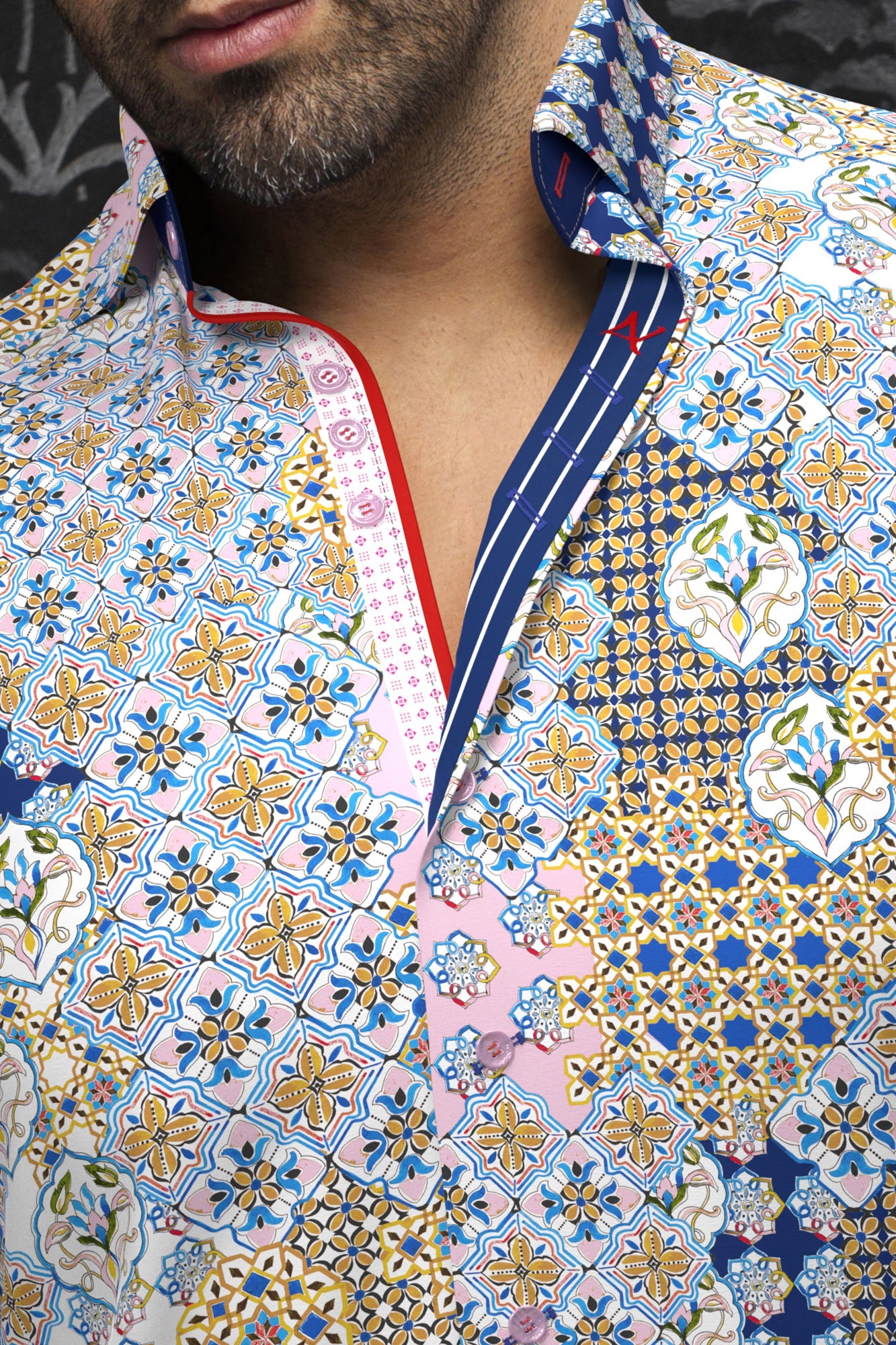 Long sleeve shirt for men by Au Noir | CARLSON Pink | Menshirt, complete inventory of the Au Noir brand