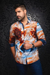 Chemise manches longues en Knit pour homme par Au Noir | CASCADES Bleu Marron | Machemise.ca, inventaire complet de la marque Au Noir