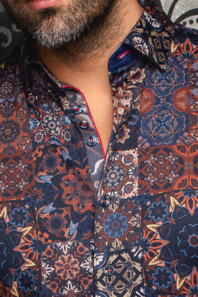 Chemise manches longues pour homme par Au Noir | CLOVIS Marine Rouille | Machemise.ca, inventaire complet de la marque Au Noir