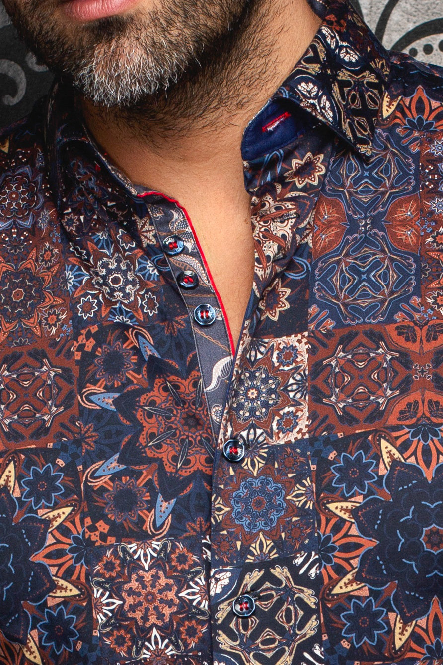Chemise manches longues pour homme par Au Noir | CLOVIS Marine Rouille | Machemise.ca, inventaire complet de la marque Au Noir