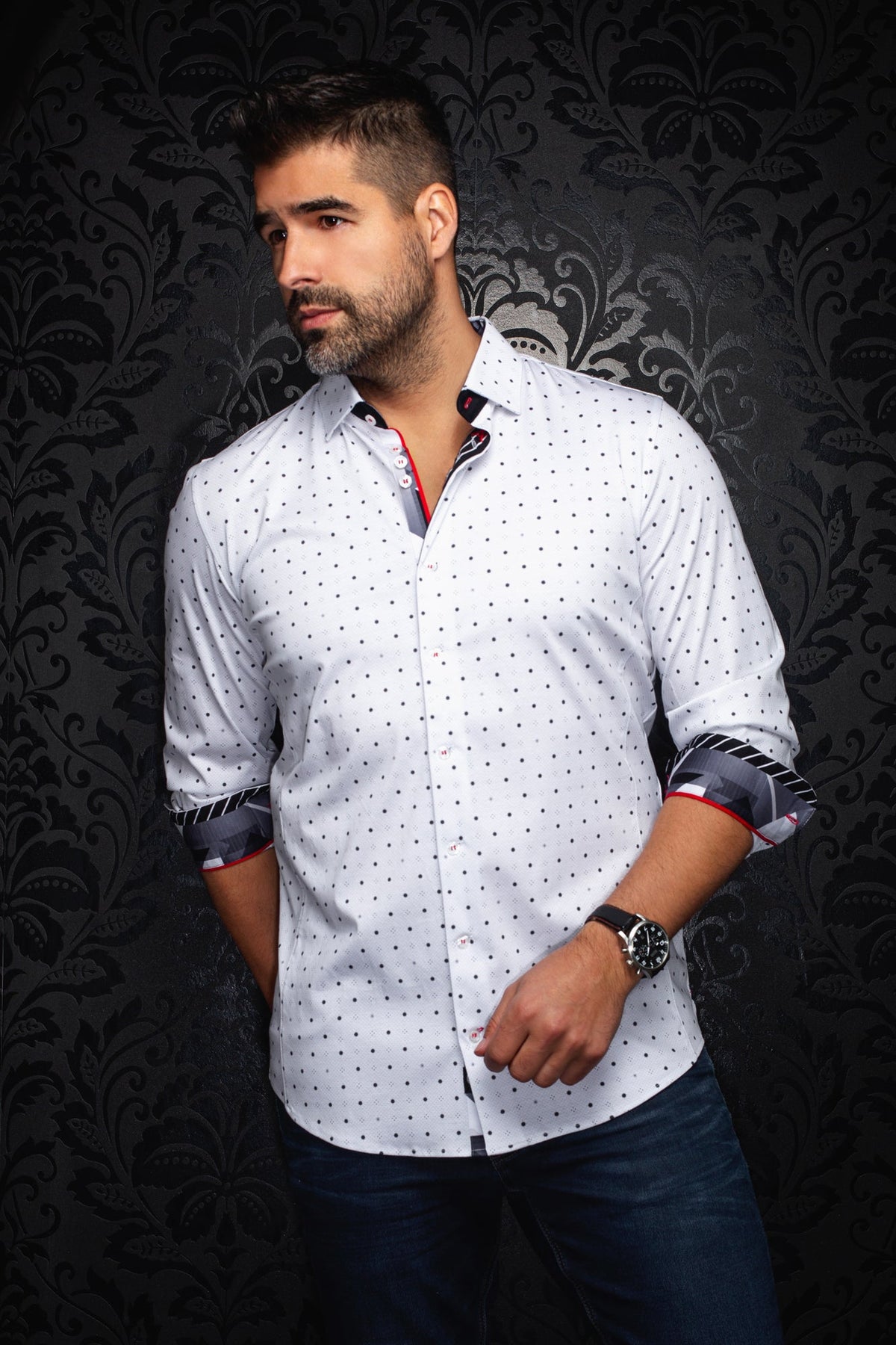 Chemise manches longues en Knit pour homme par Au Noir | CLYDE Blanc | Machemise.ca, inventaire complet de la marque Au Noir