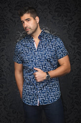 Chemise manches courtes pour homme par Au Noir | COLTON(SS) Bleu Marine | Machemise.ca, inventaire complet de la marque Au Noir