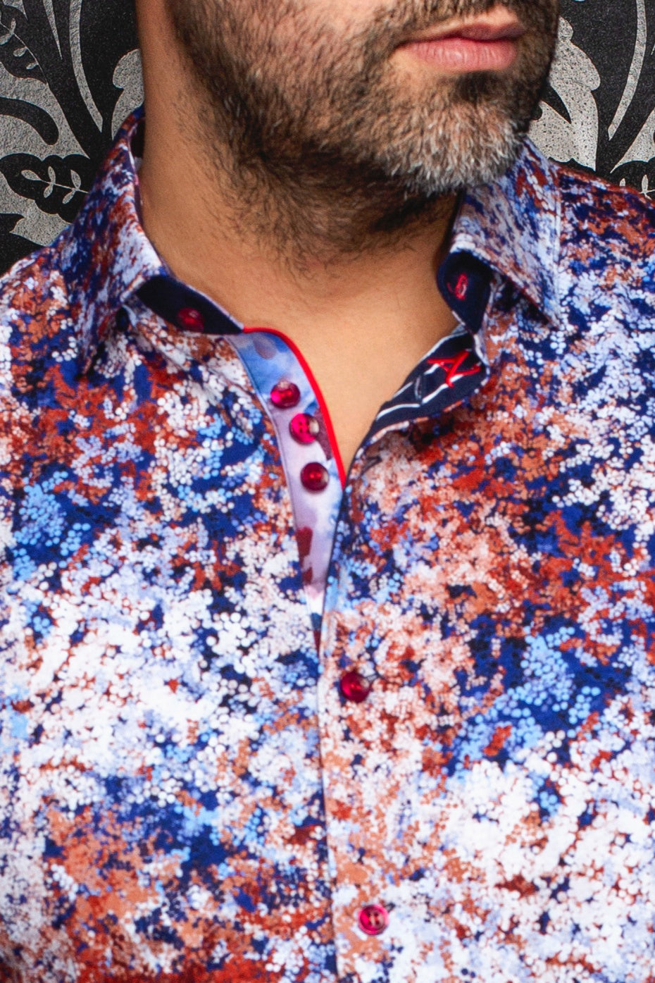 Chemise manches longues en Knit pour homme par Au Noir | CONFETTI Bleu Rouille | Machemise.ca, inventaire complet de la marque Au Noir