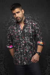 Chemise manches longues pour homme par Au Noir | CONTRERAS Noir Rouge | Machemise, inventaire complet de la marque Au Noir