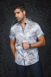 Chemise manches courtes pour homme par Au Noir | CORRADO(SS) Bleu Clair | Machemise.ca, inventaire complet de la marque Au Noir
