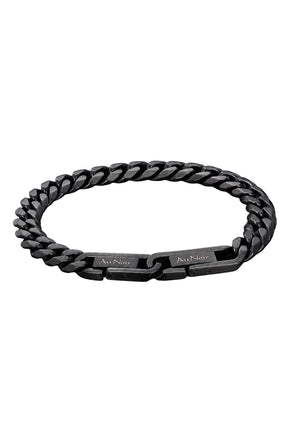 Bracelet chaîne noir isolé avec maillons gourmette et plaques gravées Au Noir pour homme