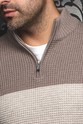 Chandail zip 1/4 en laine mérino pour homme par Au Noir | DALVIK Pierre | Machemise, inventaire complet de la marque Au Noir