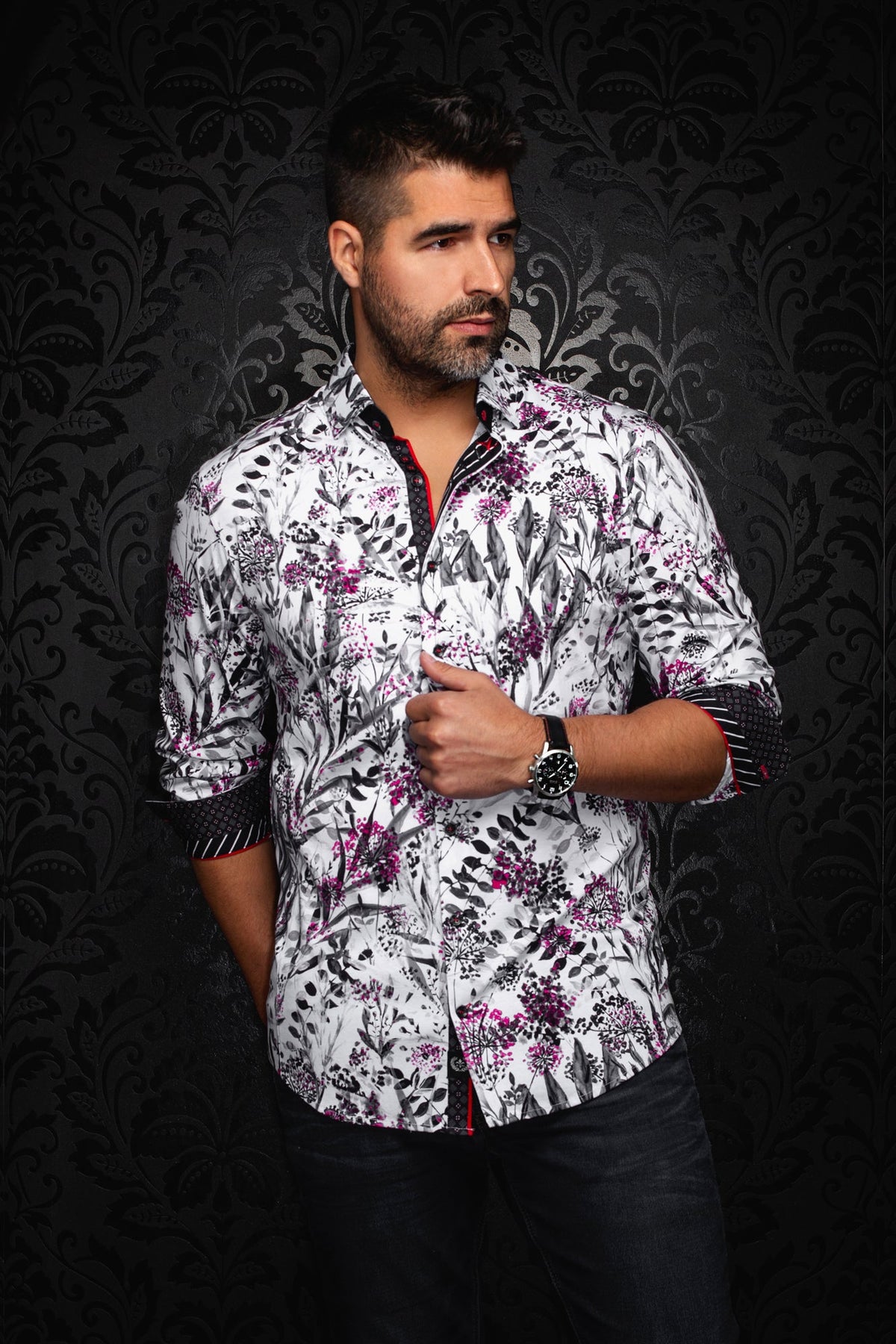 Chemise manches longues en Knit pour homme par Au Noir | DEVEREAUX Blanc | Machemise.ca, inventaire complet de la marque Au Noir