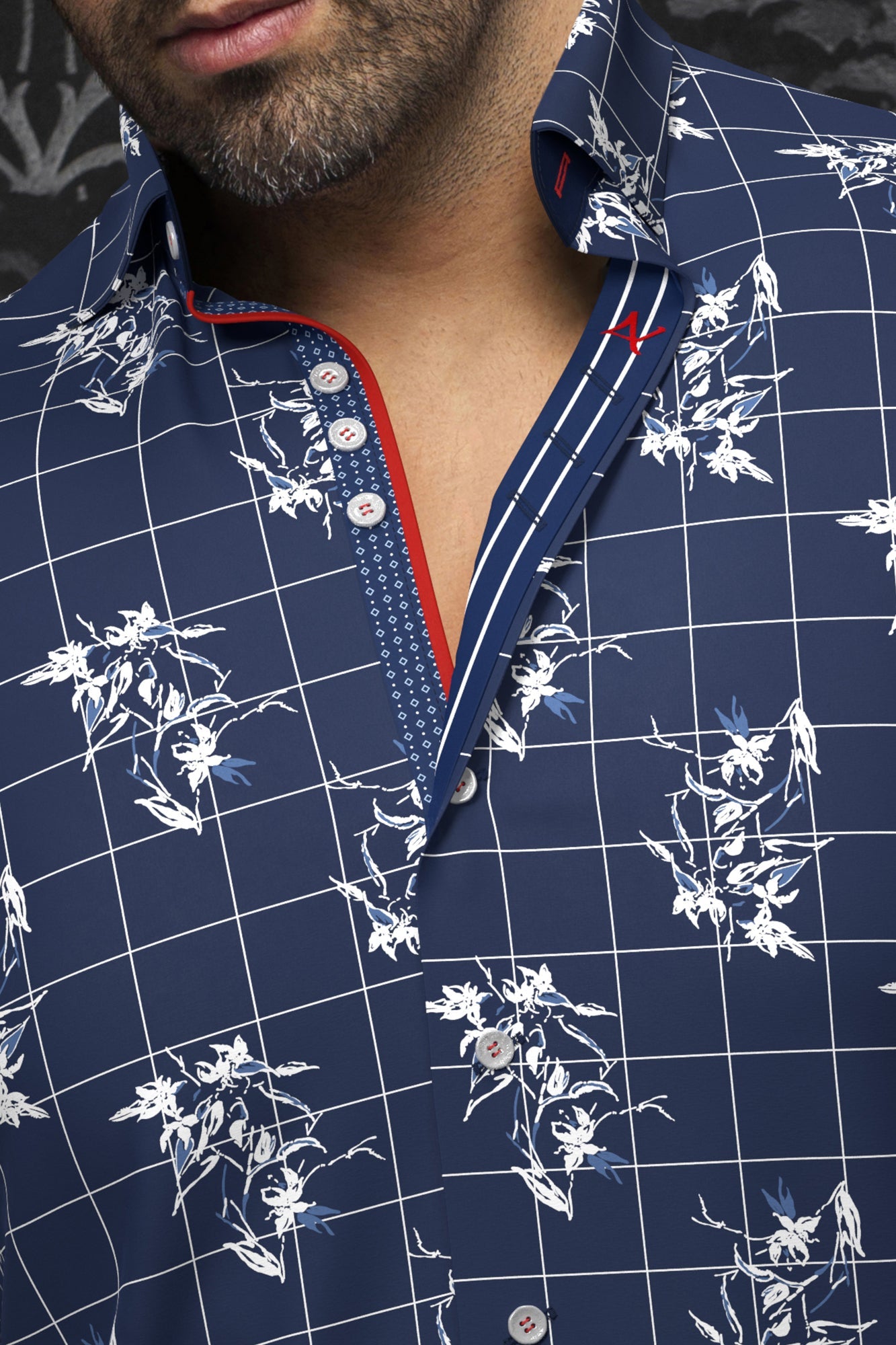 Long sleeve shirt for men by Au Noir | DISTEFANO Navy | Menshirt, complete inventory of the Au Noir brand