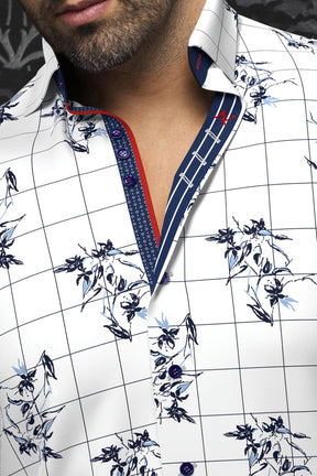 Long sleeve shirt for men by Au Noir | DISTEFANO White Blue | Menshirt, complete inventory of the Au Noir brand