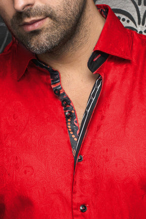 Chemise manches longues pour homme par Au Noir | DOMINION Rouge | Machemise, inventaire complet de la marque Au Noir