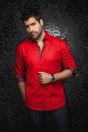 Chemise manches longues pour homme par Au Noir | DOMINION Rouge | Machemise, inventaire complet de la marque Au Noir