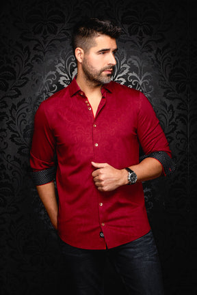 Knit long sleeve shirt for men by Au Noir | DUNN Bordeaux | Menshirt, complete inventory of the Au Noir brand
