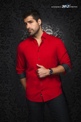 Knit long sleeve shirt for men by Au Noir | DUNN Red | Menshirt, complete inventory of the Au Noir brand