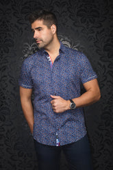 Knit short sleeve shirt for men by Au Noir | ELTON(SS) Navy | Menshirt, complete inventory of the Au Noir brand