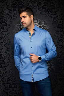 Chemise manches longues en Knit extensible pour homme par Au Noir | ELVARIS Bleu Pâle | Machemise.ca, inventaire complet de la marque Au Noir