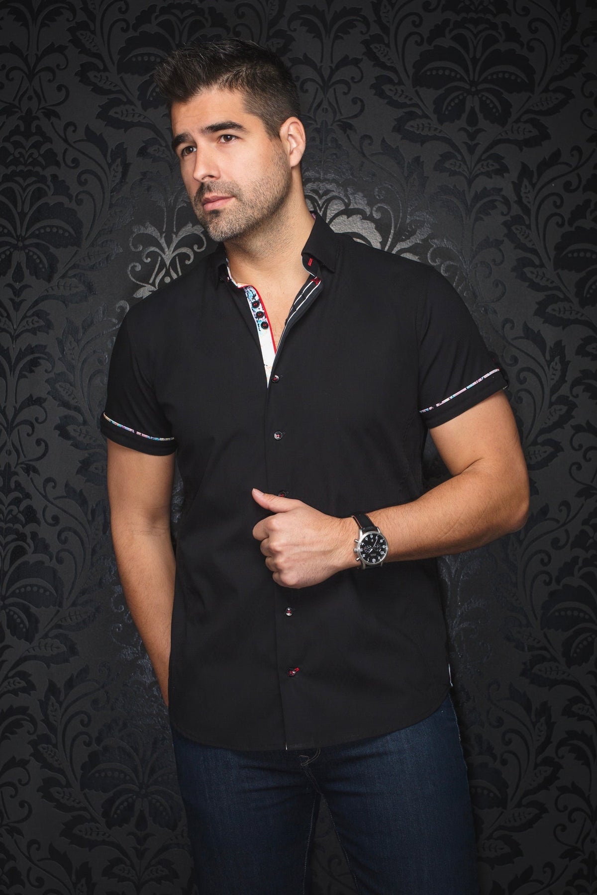 Chemise manches courtes pour homme par Au Noir | FAJARDO(SS) Noir | Machemise.ca, inventaire complet de la marque Au Noir
