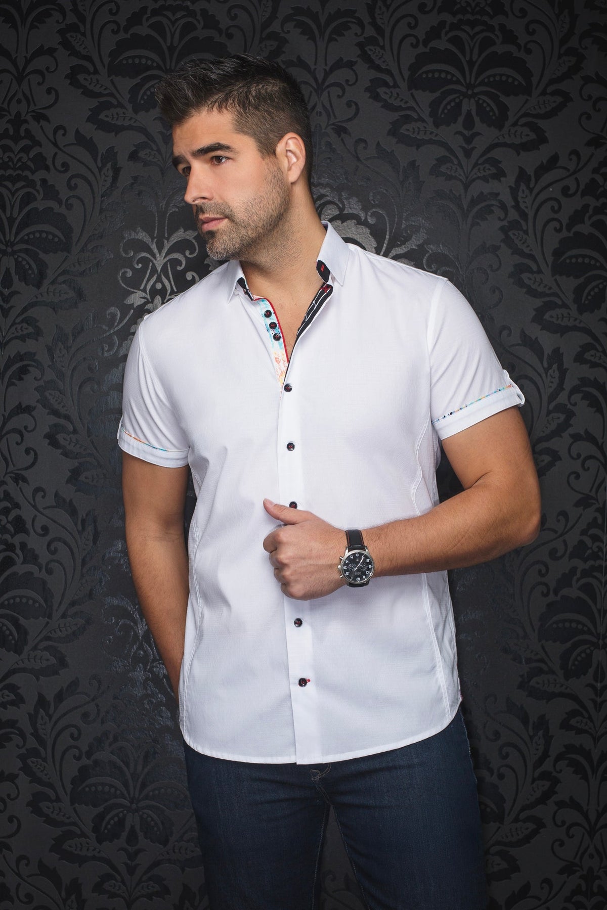 Chemise manches courtes pour homme par Au Noir | FAJARDO(SS) Blanc | Machemise, inventaire complet de la marque Au Noir