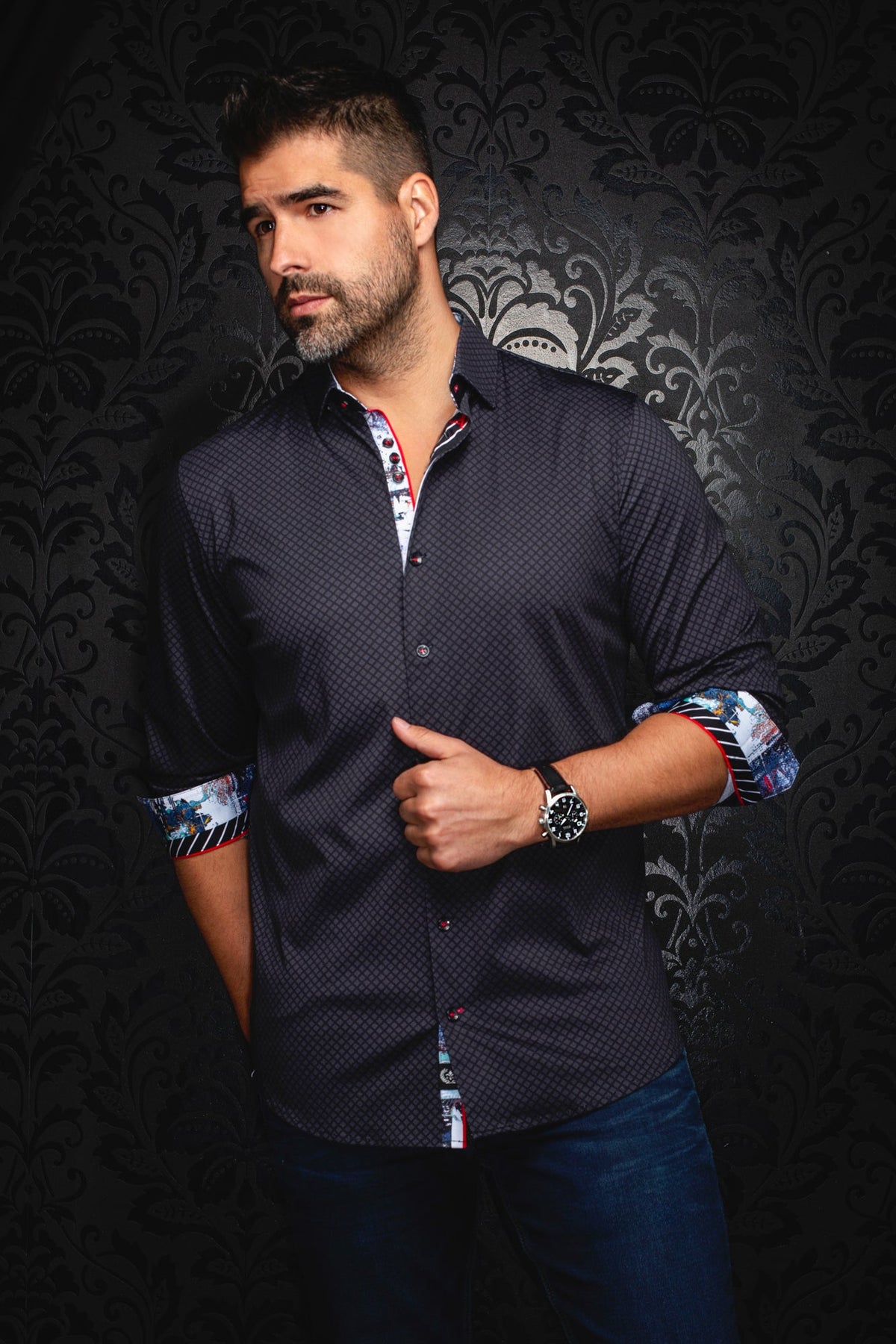 Chemise manches longues en Knit pour homme par Au Noir | FIERO Noir | Machemise.ca, inventaire complet de la marque Au Noir