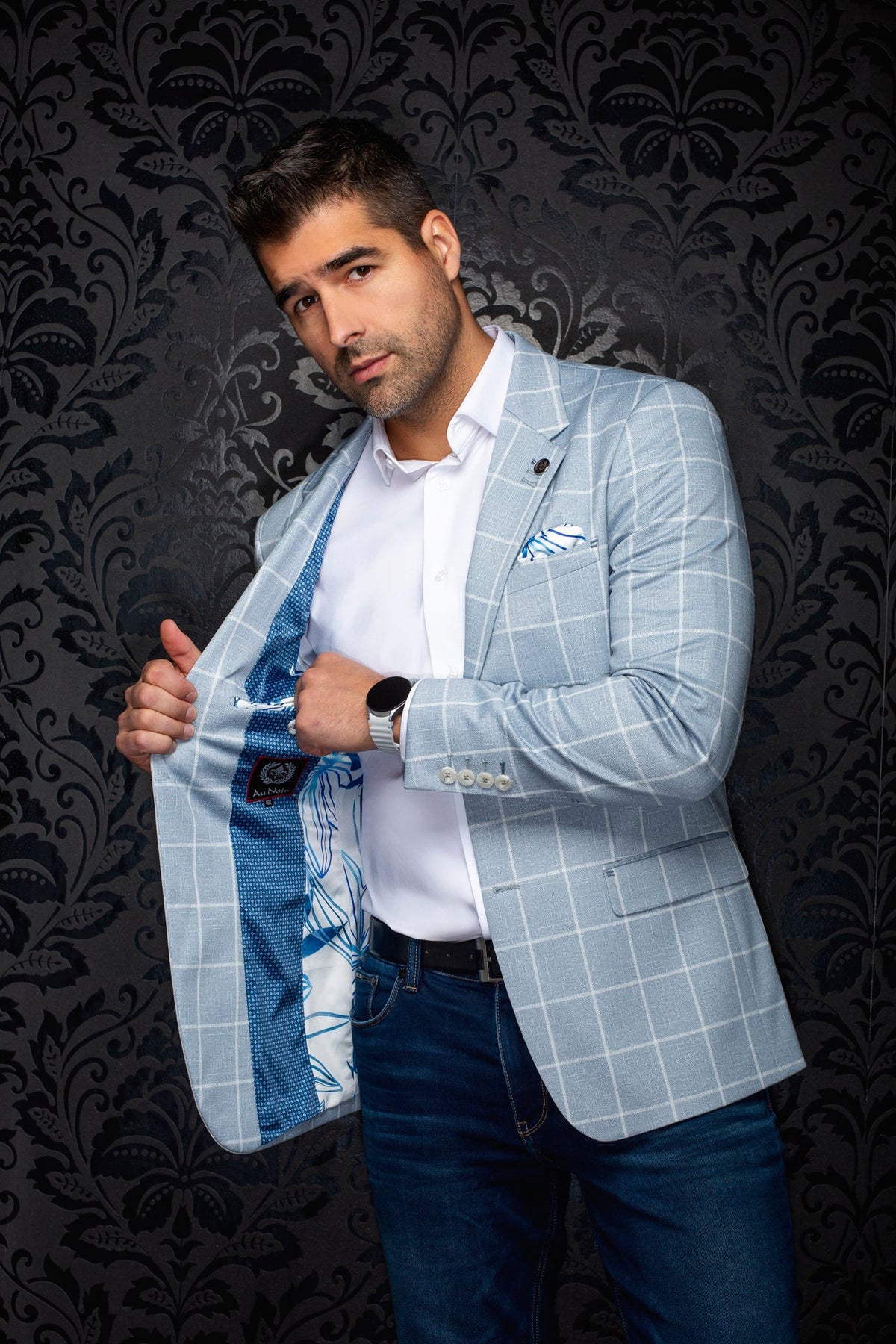 Veston pour homme par Au Noir | FINN Bleu | Machemise.ca, inventaire complet de la marque Au Noir