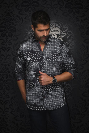 Chemise manches longues pour homme par Au Noir | FLORIANI Noir Rouge | Machemise, inventaire complet de la marque Au Noir