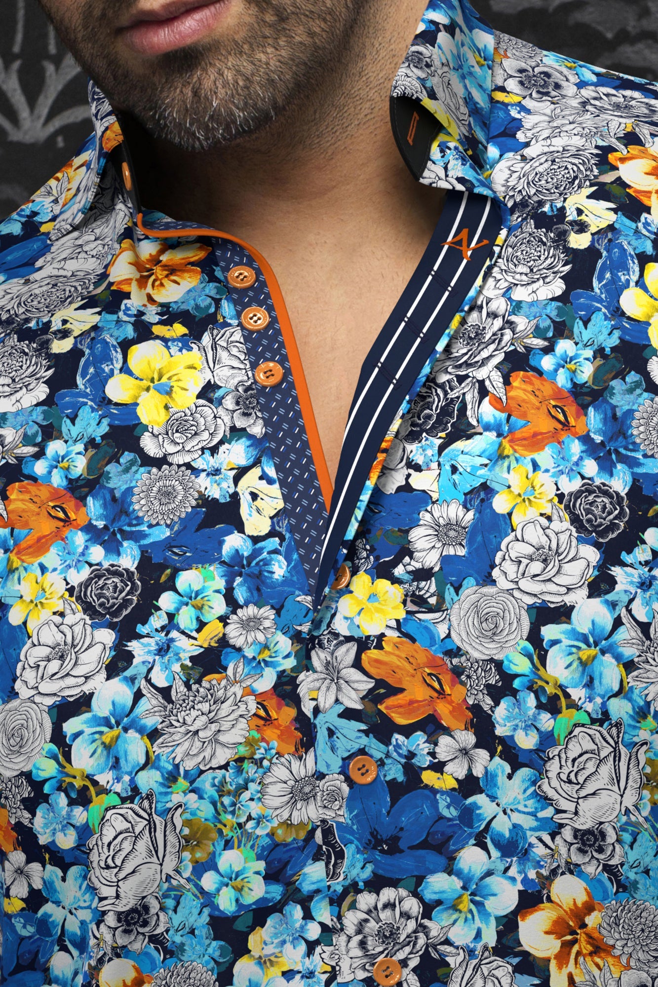 Chemise manches longues en Knit pour homme par Au Noir | FLORINA Turquoise Multi | Machemise, inventaire complet de la marque Au Noir